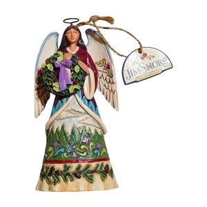 New! Enesco Jim‎ Shore Heartwood Creek Angel & Evergreen Hanging Ornament XMAS